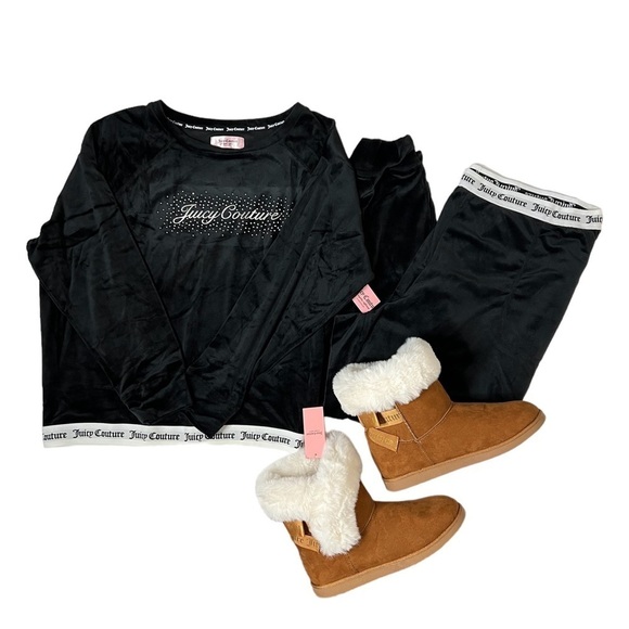 Juicy Couture Other - Juicy Couture Velour Black Pajama Loungewear Sleepwear